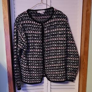Dressbarn Black,Gray and Pink Cardigan Sweater